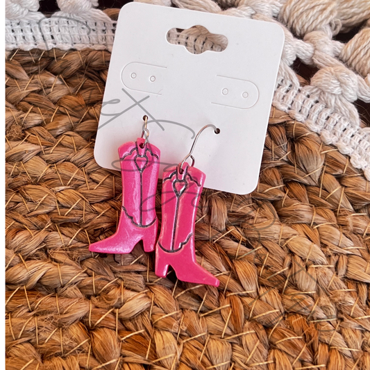 Pink Dangle Boots