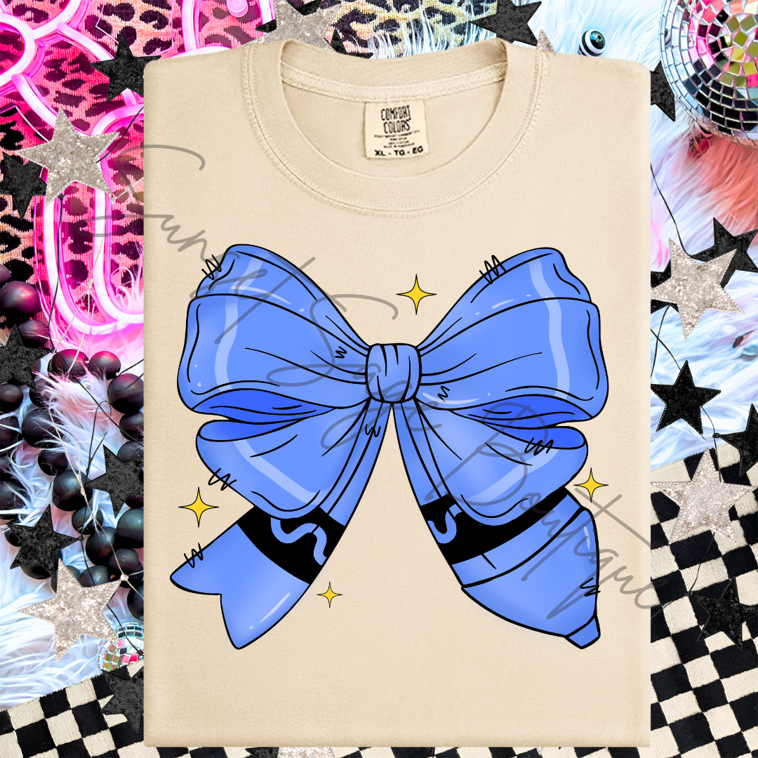 Blue Crayon Bow