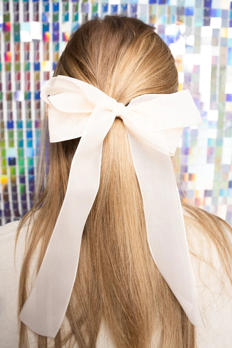 Sheer Delight Ivory Hair Bow Barrette