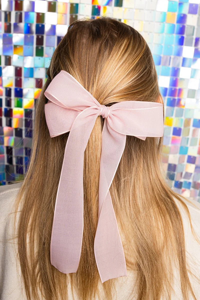 Sheer Delight Pink Hair Bow Barrette