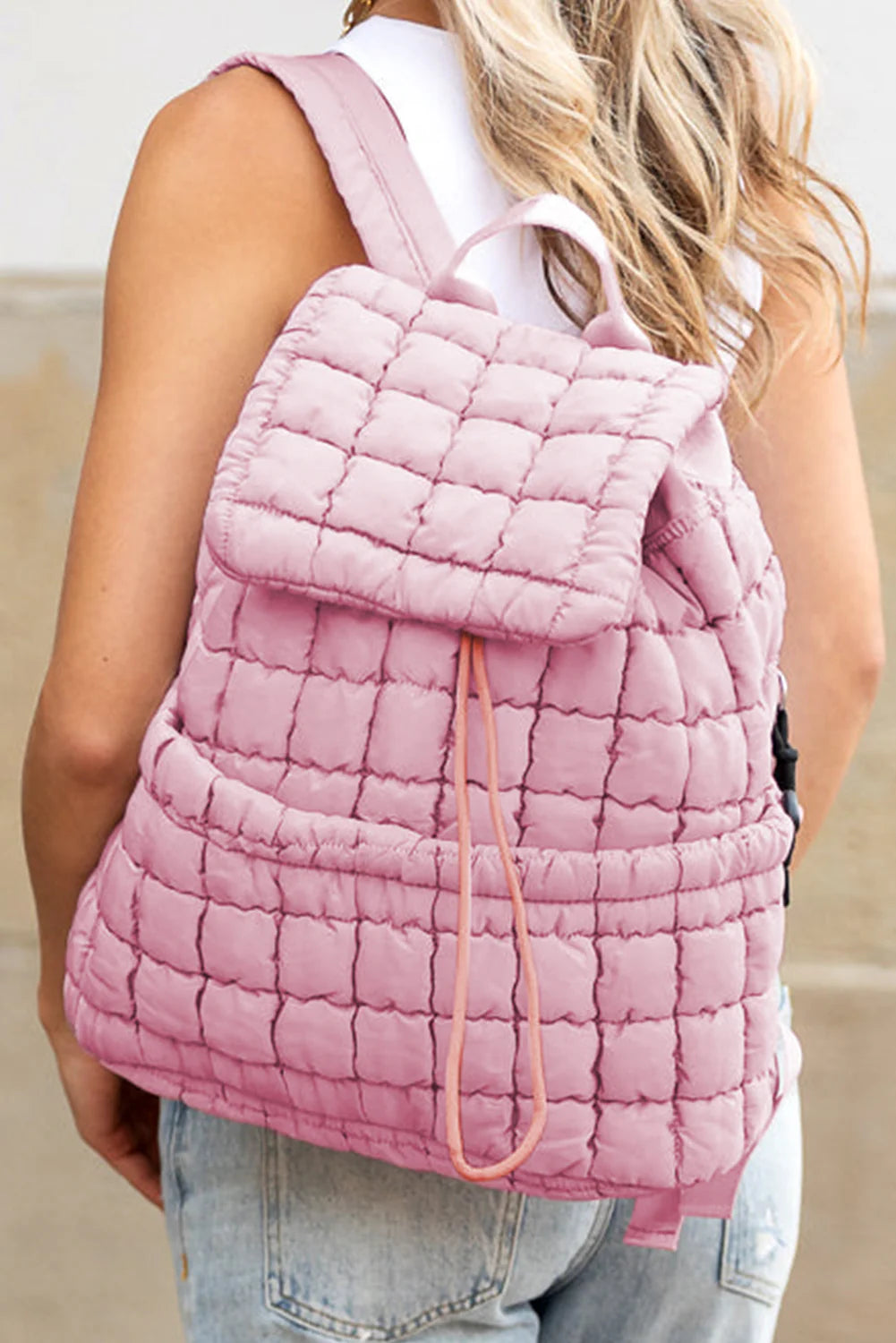 Pink Quilted Puffer Backpack