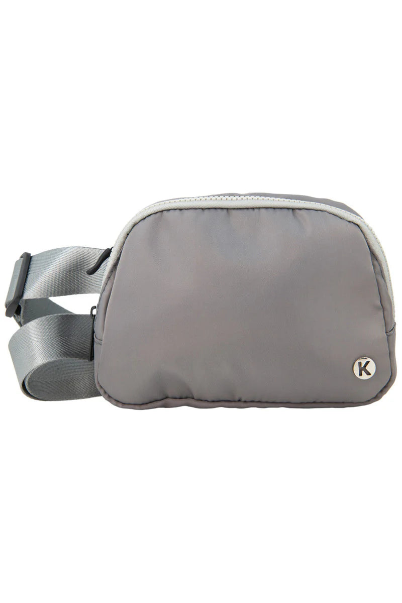 Gray Solid Belt Bag