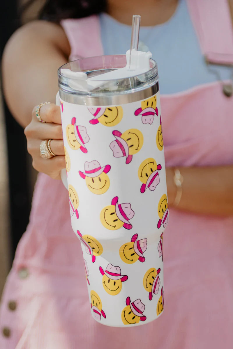 Cowboy Happy Face Travel Tumbler