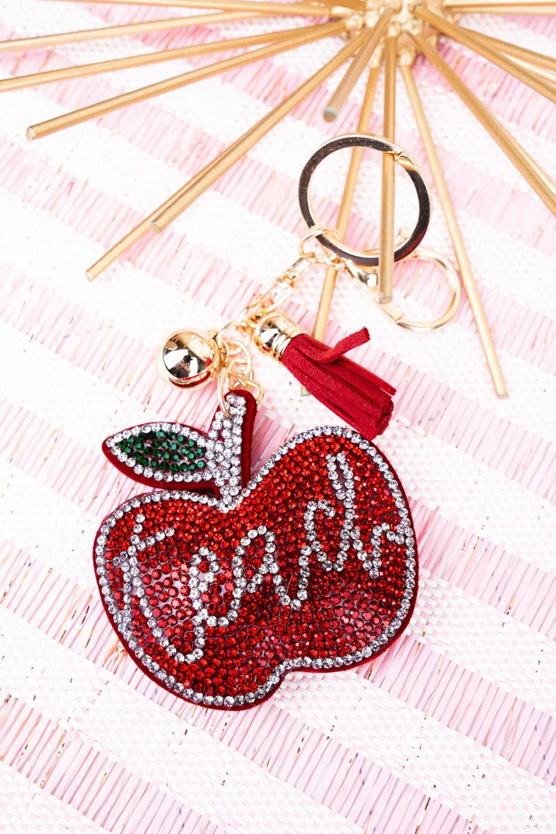 Crystal Avenue Sparkling Teach Apple Keychain