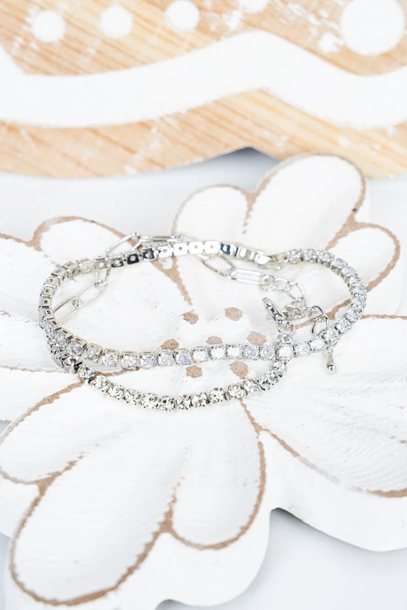 Crystal Avenue Cailin Cubic Zirconia Silvertone Bracelet Set