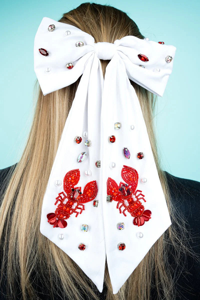 Viola Crayfish White Hair Bow Barrette