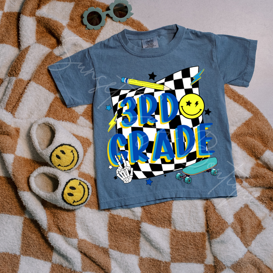 Blue Checkered Third Grade