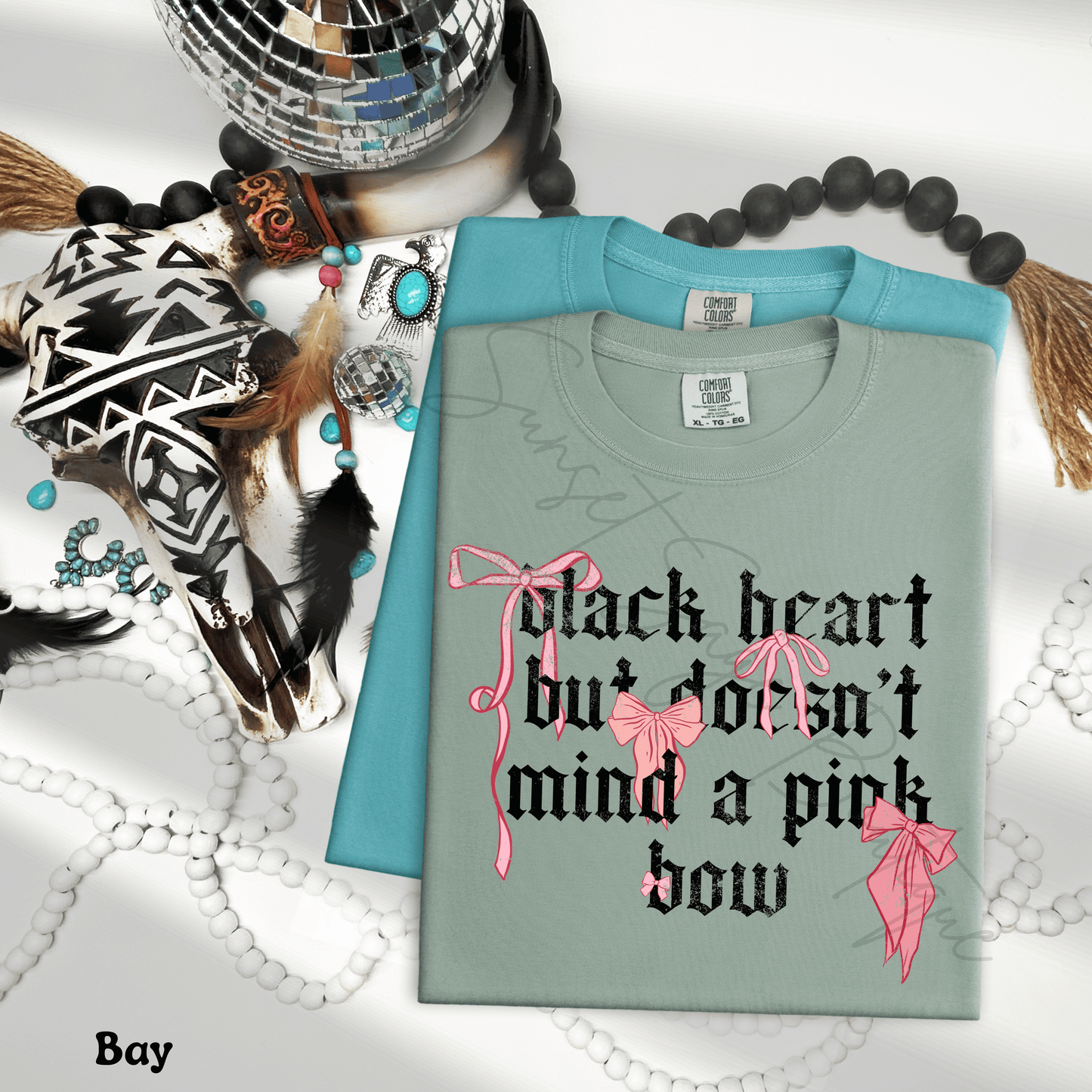 Black Heart Pink Bow