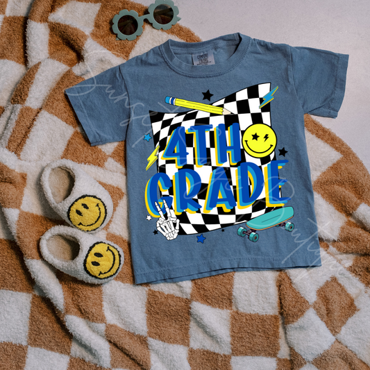 Blue Checkered Fourth Grade