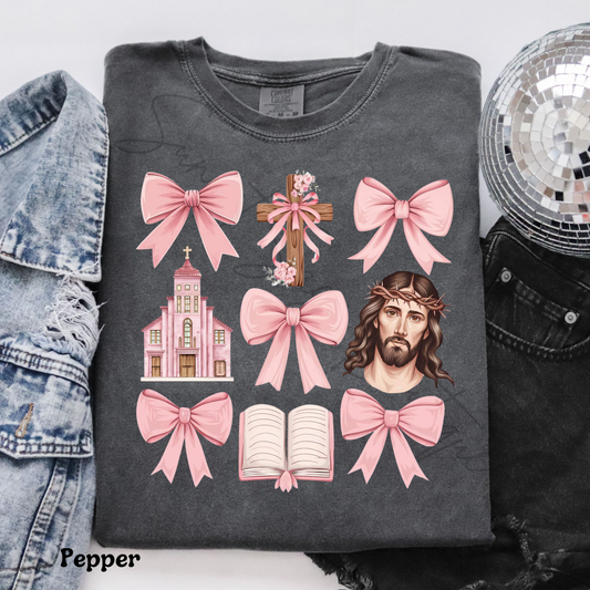 Pink Bow Religious Collage