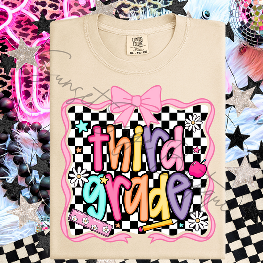 Teacher Pink Groovy Third Grade