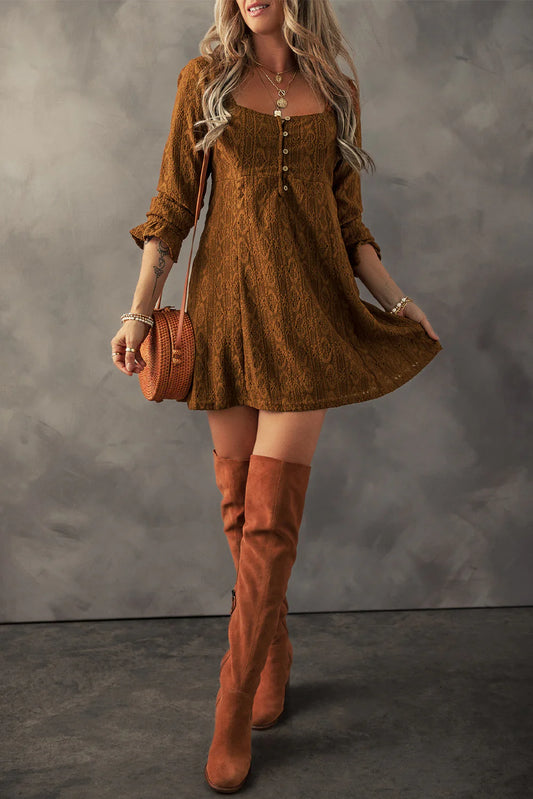 Chestnut Lace Mini Dress
