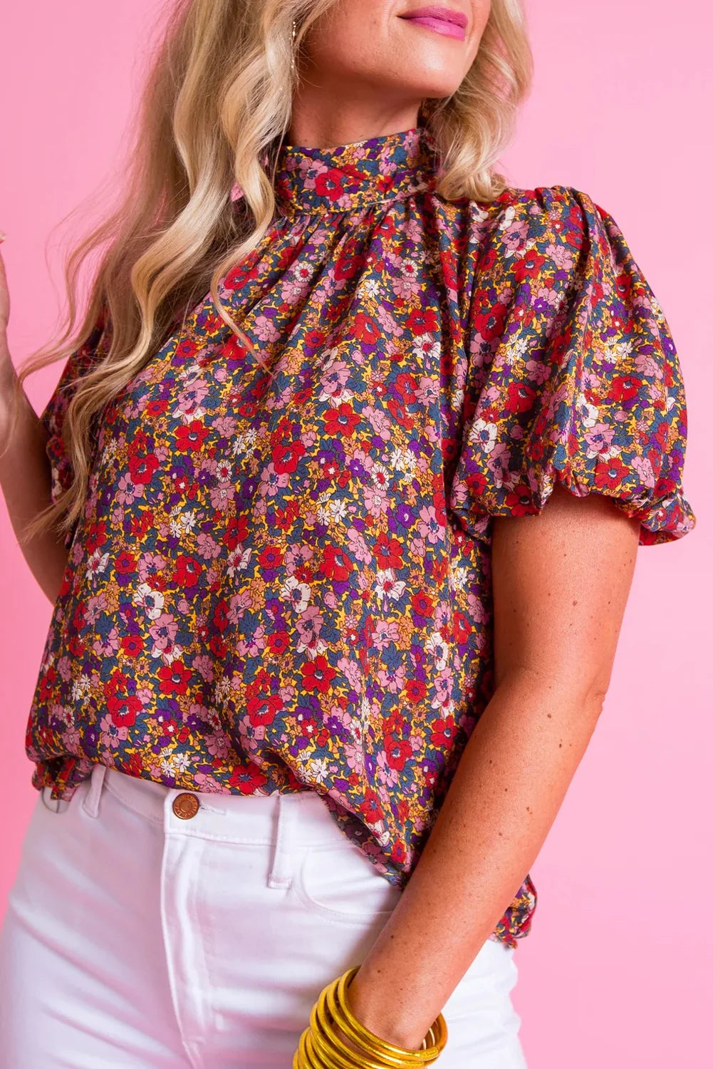 Floral High Neck Blouse