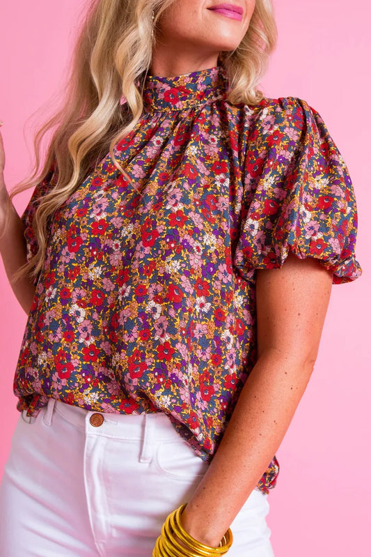 Floral High Neck Blouse