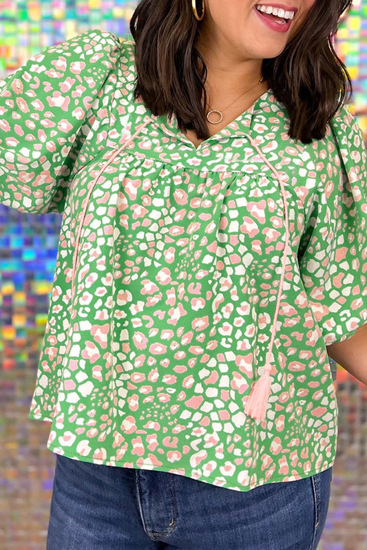 Green Leopard Blouse