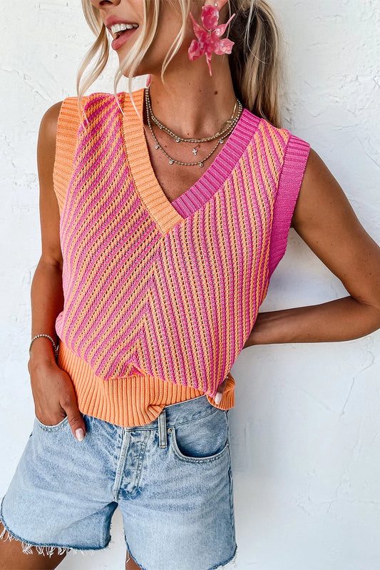 Orange and Pink Chevron Sweater Vest