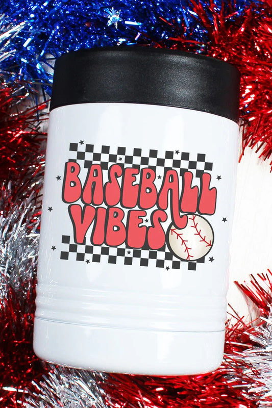 Checkered Baseball Vibes Stainless Steel Hugger 12oz